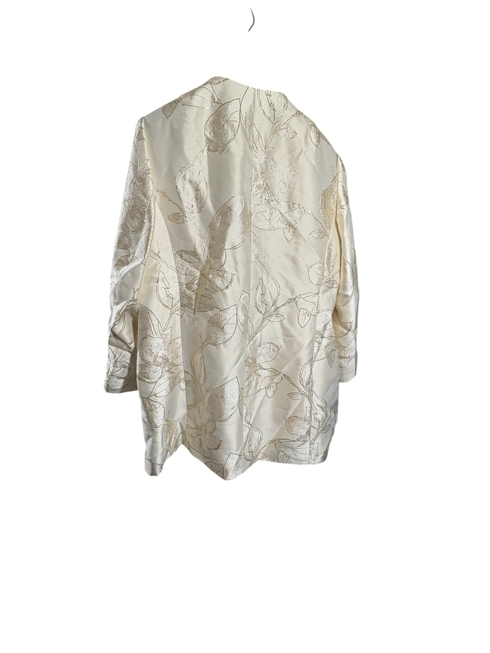 Cream Floral Jacquard Open-Front Women's Blazer - Picture 2 of 6